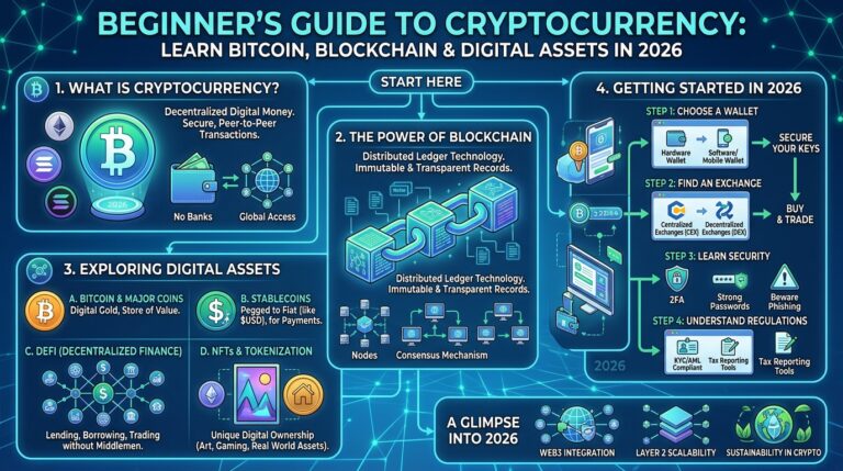 Beginner Guide to Cryptocurrency: Learn Bitcoin, Blockchain & Digital Assets in 2026 Beginner Guide to Cryptocurrency
